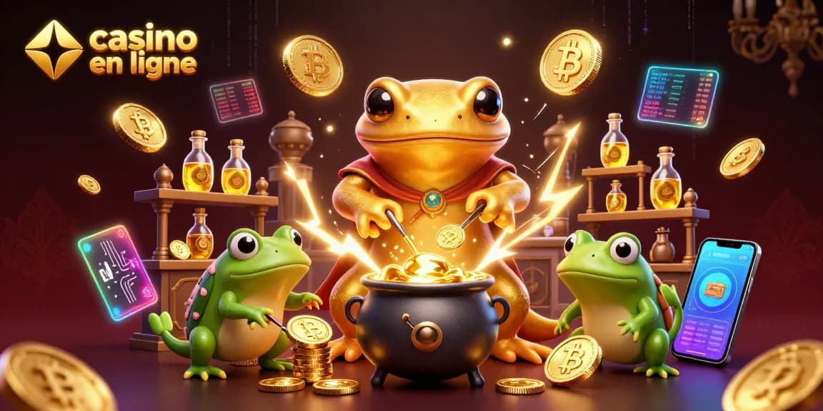 Explorez le casino en ligne avec un alchimiste énorme et des pièces d'or scintillantes.