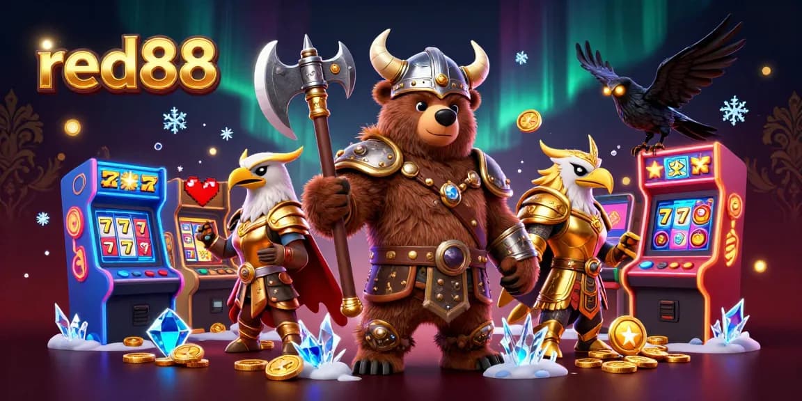 Experience red88 with a vibrant Viking-themed casino adventure featuring epic characters and iconic slot elements.