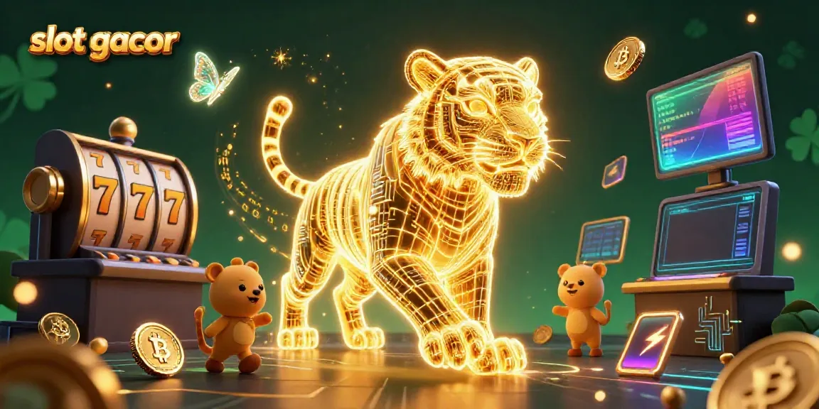 Experience thrilling adventures in slot gacor with vibrant characters and glowing digital elements.