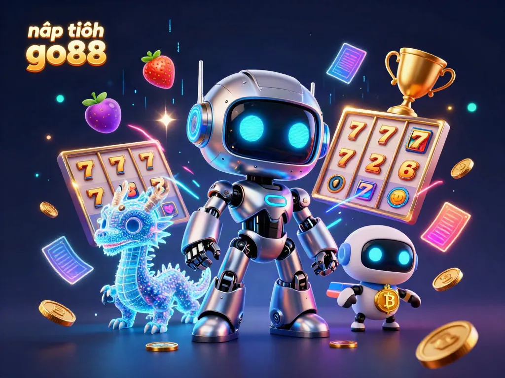 Engage in nạp tiền go88 with a futuristic scene featuring a cyberpunk robot and interactive casino elements.