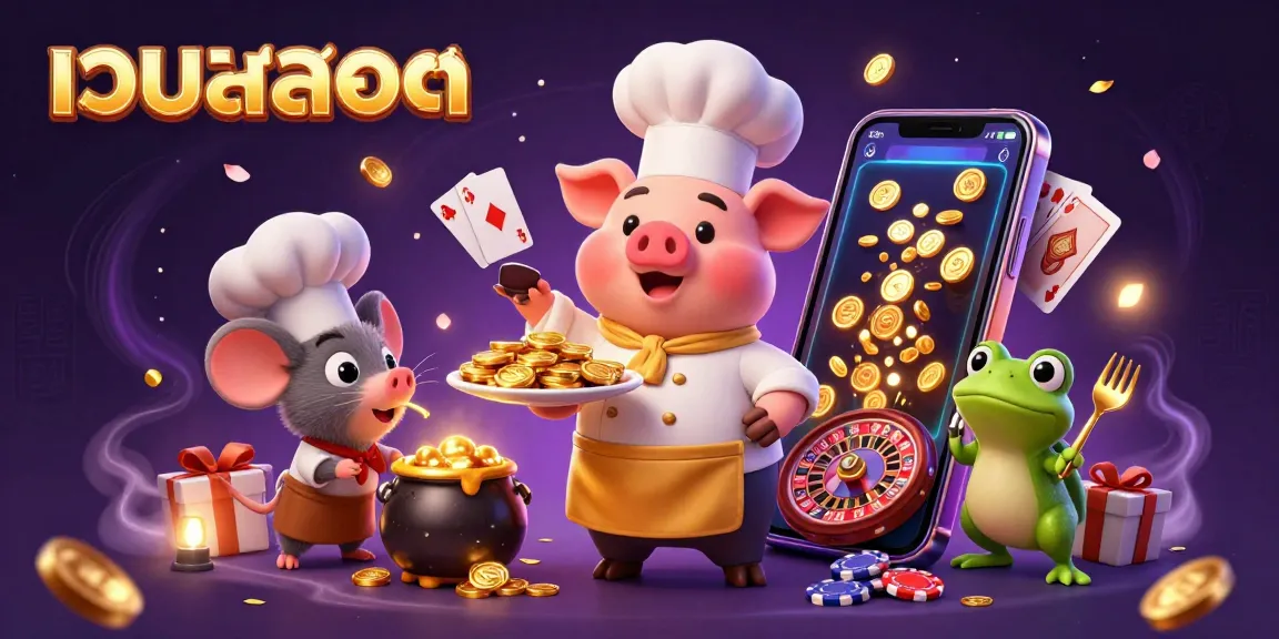 เล่นสล็อตออนไลน์อย่างมีความสุขกับภาพการ์ตูนของเชฟหมูเสิร์ฟทองคำในเว็บสล็อต