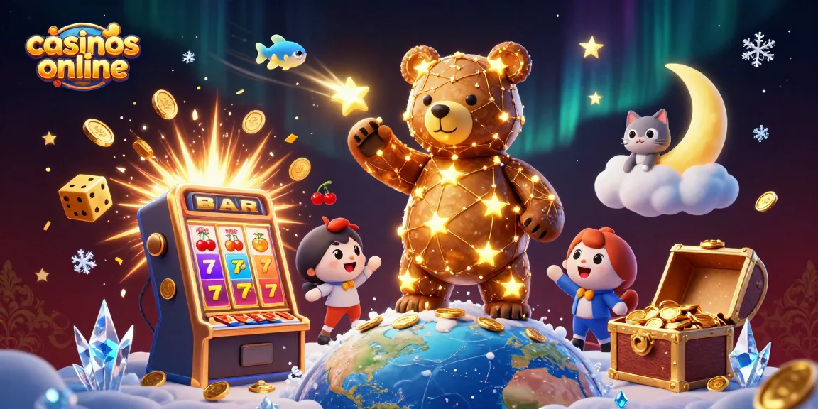 Disfruta de casinos online con una ilustración vibrante que muestra emocionantes jackpots y un ambiente lúdico.
