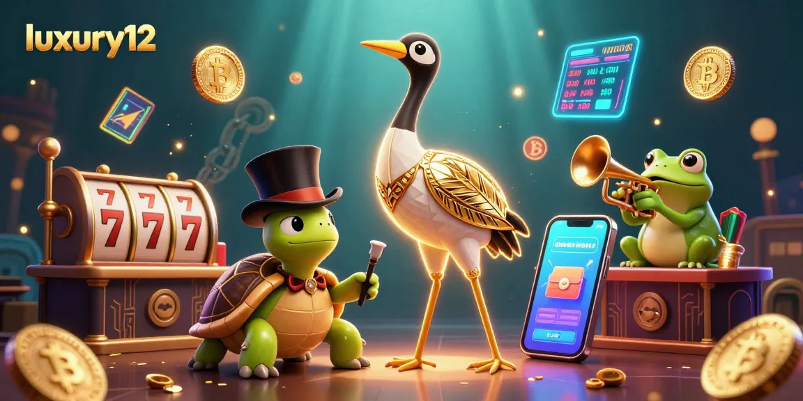 Join the action at luxury12 and spin the slot reels in this vibrant 3D casino scene.