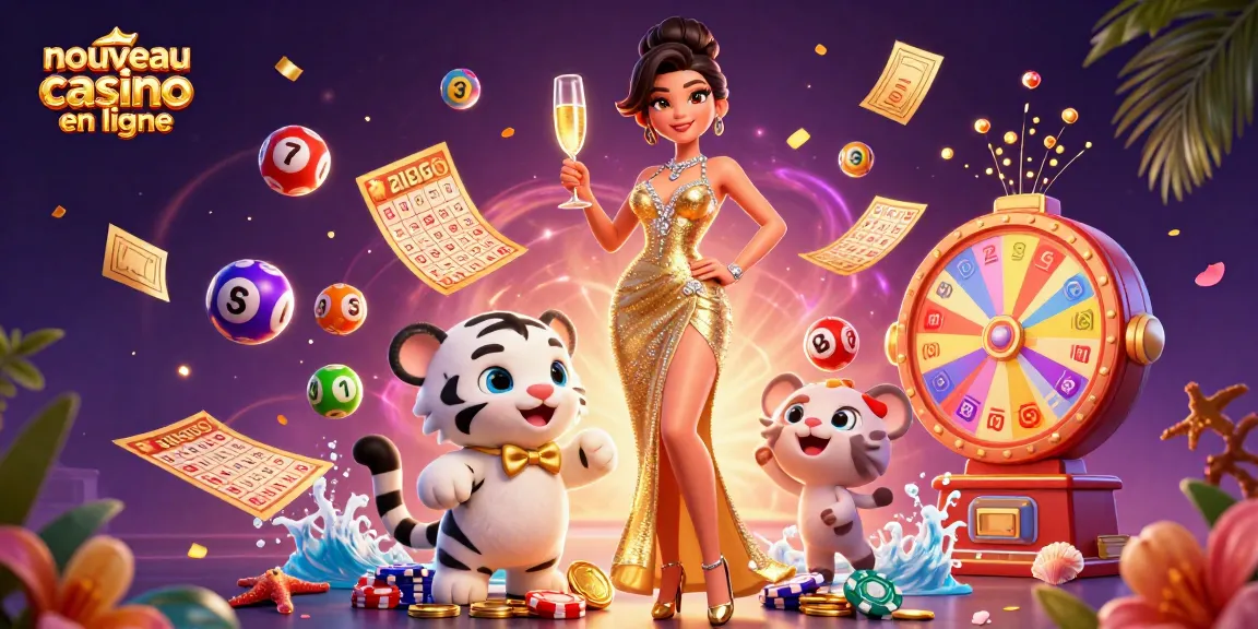 Jouez avec excitation au nouveau casino en ligne featuring des personnages glamour, des éléments de bingo et des prix vibrants.