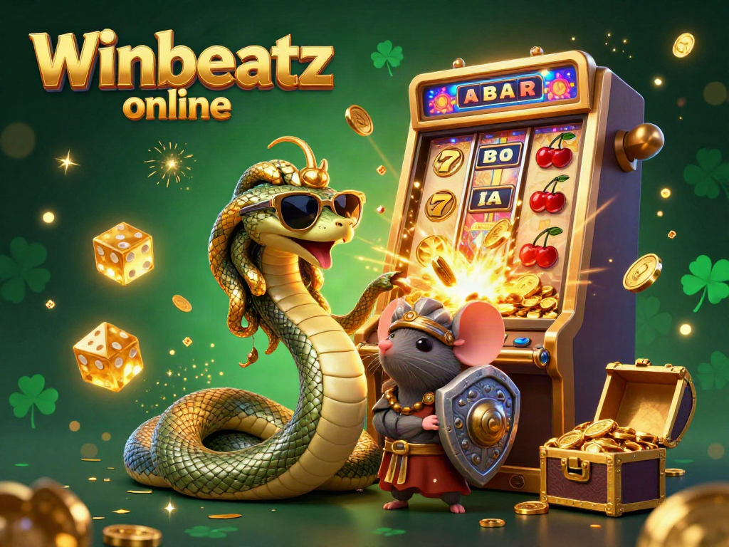 Experience the excitement of Winbeatz online with this vibrant 3D illustration showcasing dynamic casino elements.