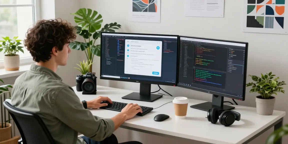 Developer optimizing features for teiegramin.com in a tech workspace.