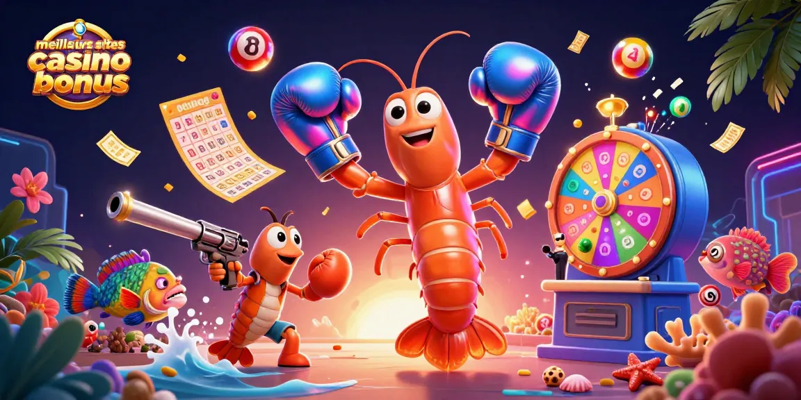 Incarnez les meilleurs sites casino bonus avec des personnages de casino entourés de boules colorées et d'effets dynamiques.