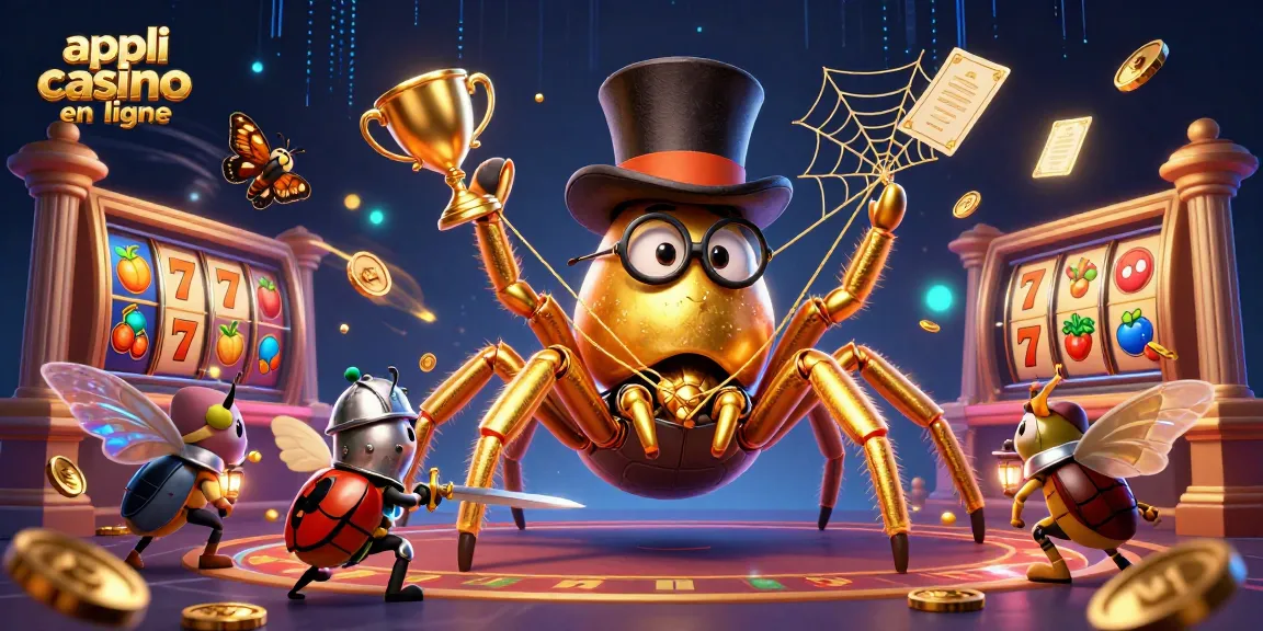 Appli casino en ligne : une illustration 3D de jeux avec des personnages et des éléments de casino captivants.