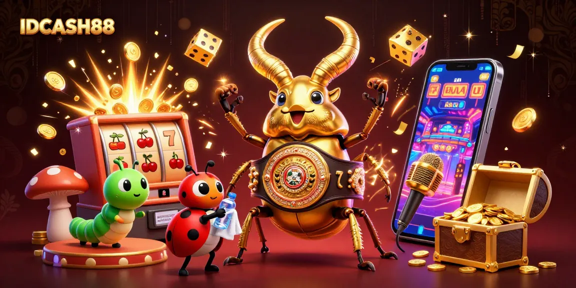 Experience the exciting gameplay of IDCASH88, where vibrant slot machines collide with dynamic casino elements.