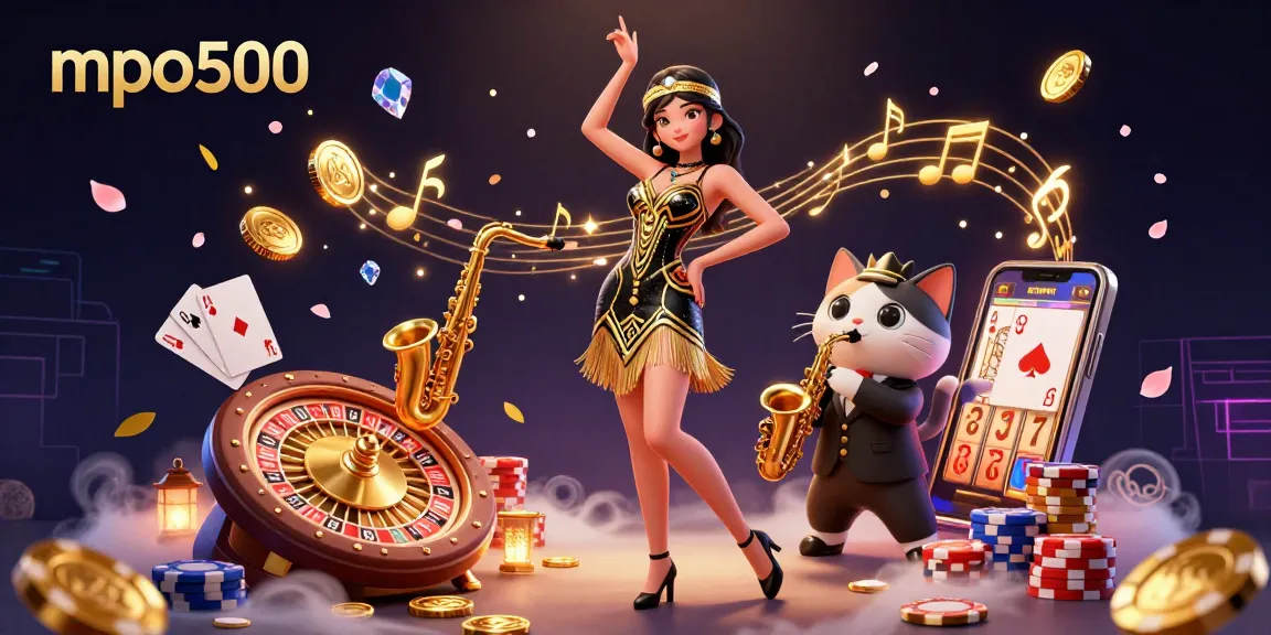 Spin and win big with mpo500, a vibrant casino scene showcasing joyful characters, golden coins, and immersive gaming elements.