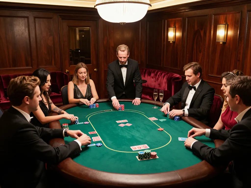 Engaged players at a VIP win poker table showcases the luxury of high-stakes games.