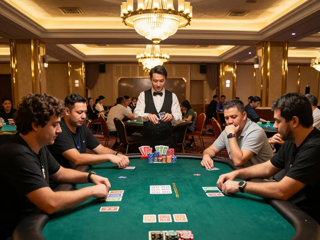 Engaged players strategizing in the best widget store's lively poker tournament atmosphere, enhancing their gameplay.