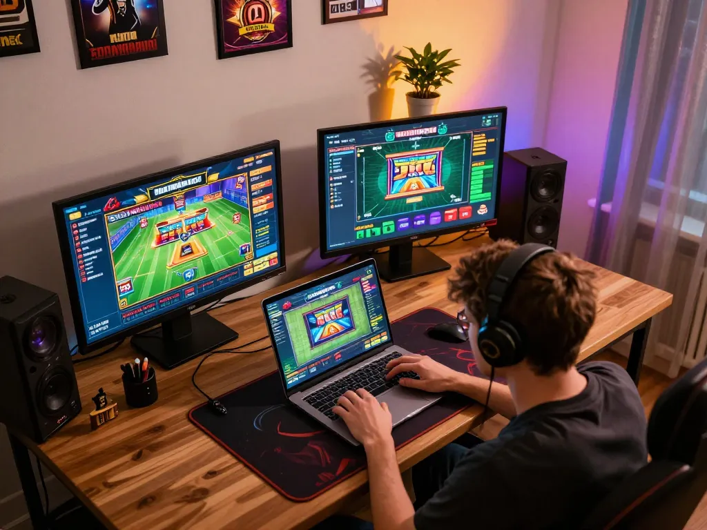 Play bk8 games on a vibrant setup, user engaged with casino bets and live sports
