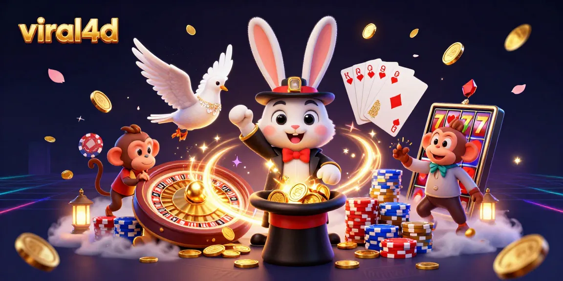 Spin to win at viral4d with a magical casino scene featuring jackpot charms and stunning characters.