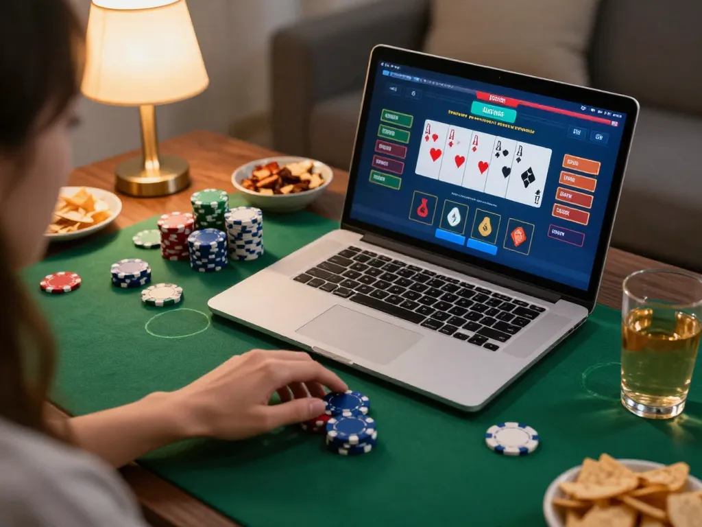 Engaging in an intense poker session on 58win, showcasing strategy and concentration.