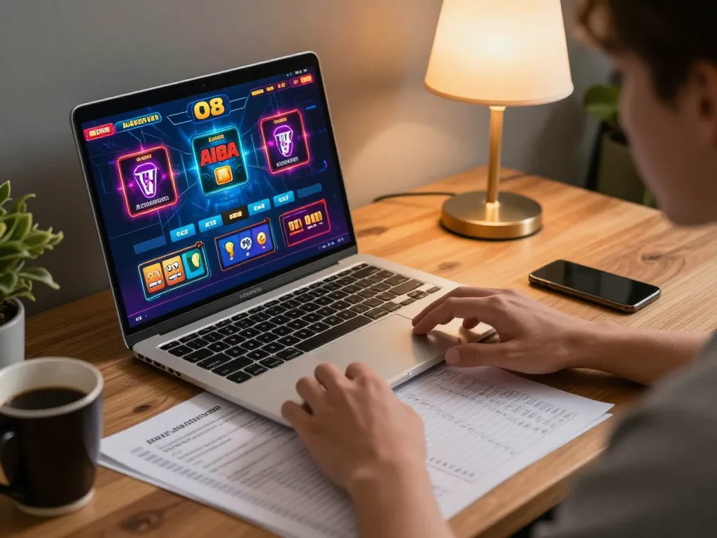 Engaged player placing bets on the O8 online casino interface during an immersive gaming session.