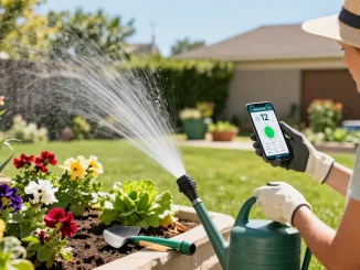 Utilizing RainPoint Irrigation Controllers for precise garden watering, showcasing effective watering techniques and vibrant plant growth.