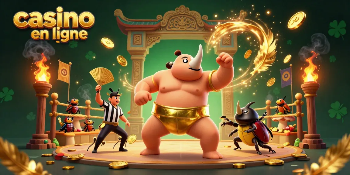 Jouez sur un casino en ligne avec des gains en jetons dorés et une ambiance festive.