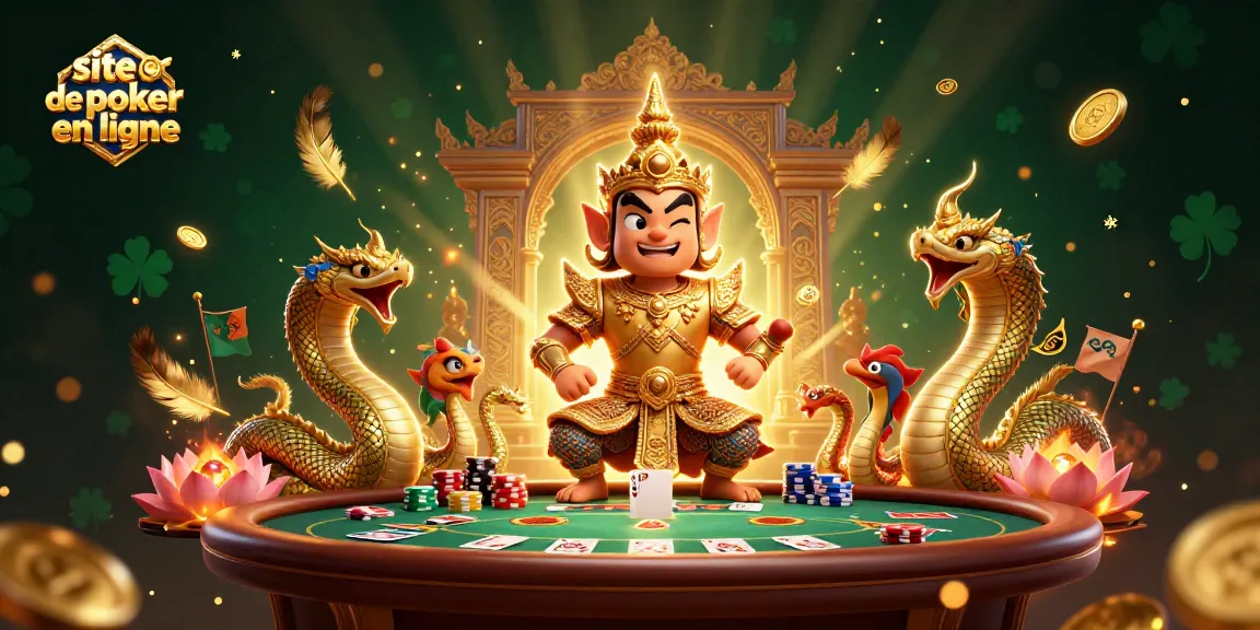 Profitez d'une partie sur le site de poker en ligne avec des gardiens, serpents et éléments de casino.