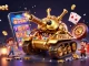 Experience thrilling gameplay at ai88bet with a vibrant illustration of a miniature casino in a golden beetle tank.
