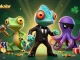 Gambarkan sman2takalar dalam adegan poker seru dengan chameleon agen rahasia dan teman gecko.