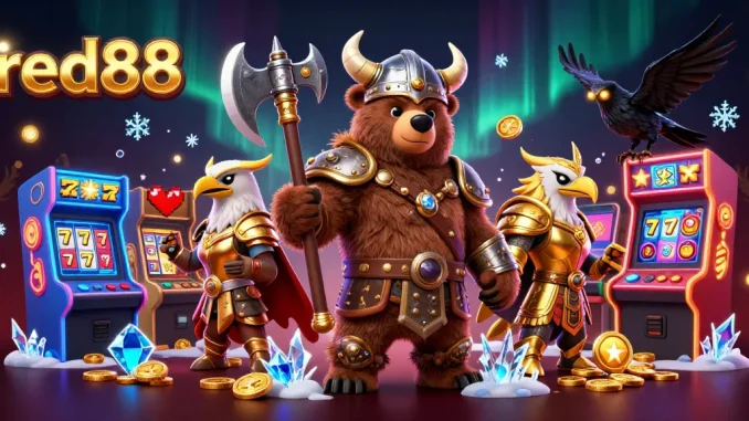 Experience red88 with a vibrant Viking-themed casino adventure featuring epic characters and iconic slot elements.