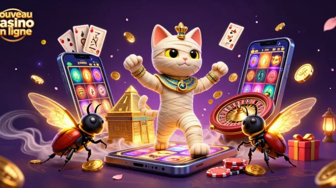 Jeu et animation captivante autour d'un nouveau casino en ligne, mettant en vedette des personnages vibrants.