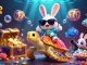 Profitez d'une expérience captivante dans un casino en ligne avec un adorable lapin chanceux et une tortue dorée.
