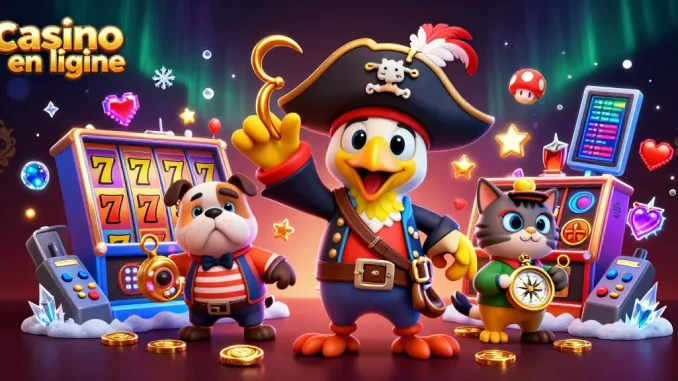 Jouez au casino en ligne avec enthousiasme dans cette illustration animée captivante.
