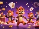 Engaging scene with IDCASH88 logo showcasing animated hyenas in a vibrant casino atmosphere.
