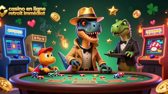 Jouer au casino en ligne retrait immédiat avec un velociraptor comptable de cartes et un stegosaurus pit boss.