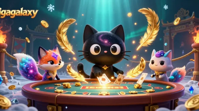Ligagalaxy mengundang keberuntungan dengan kucing hitam dan rubah nebulamu di kasino.