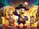 Les crypto casinos offrent des trésors avec un pirate, un bulldog et un chat, entourés de richesses.