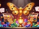 Experience the thrill of a slot bonus new member with vibrant 3D casino art showcasing golden moths and stacked poker chips.